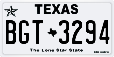 TX license plate BGT3294