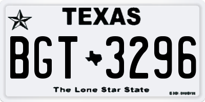 TX license plate BGT3296