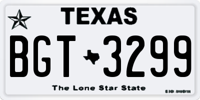 TX license plate BGT3299