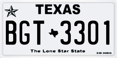 TX license plate BGT3301