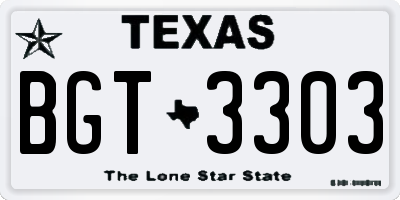 TX license plate BGT3303