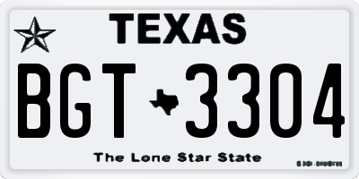 TX license plate BGT3304