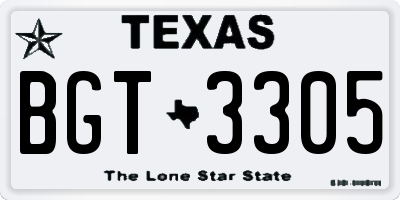 TX license plate BGT3305