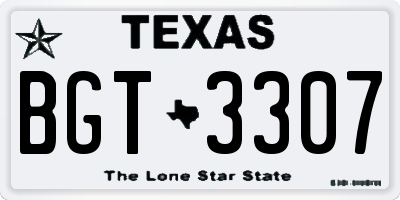 TX license plate BGT3307