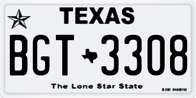 TX license plate BGT3308