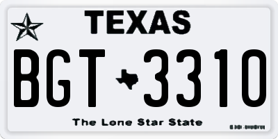 TX license plate BGT3310