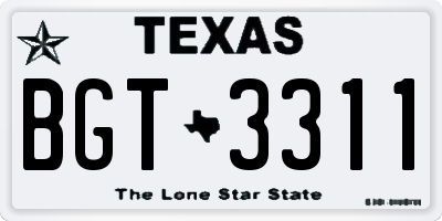TX license plate BGT3311