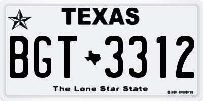 TX license plate BGT3312
