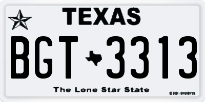 TX license plate BGT3313