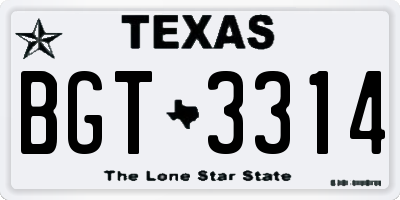 TX license plate BGT3314