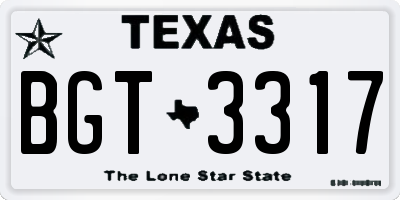 TX license plate BGT3317