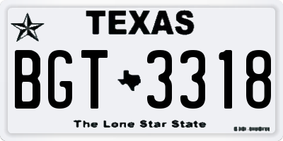 TX license plate BGT3318