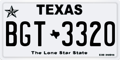 TX license plate BGT3320