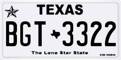 TX license plate BGT3322
