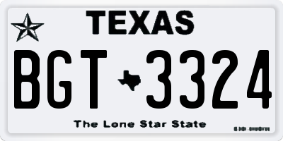 TX license plate BGT3324