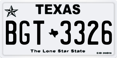 TX license plate BGT3326