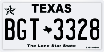 TX license plate BGT3328