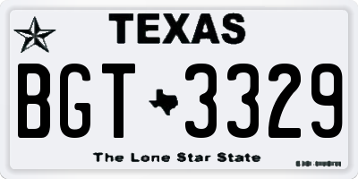 TX license plate BGT3329