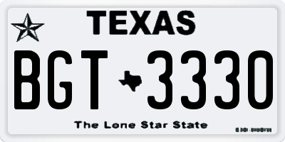 TX license plate BGT3330