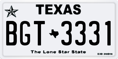 TX license plate BGT3331
