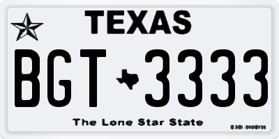 TX license plate BGT3333