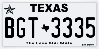 TX license plate BGT3335