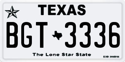 TX license plate BGT3336