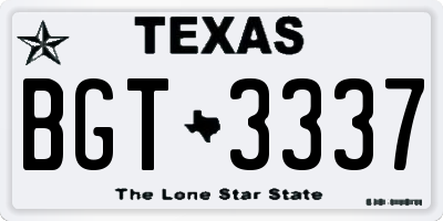 TX license plate BGT3337