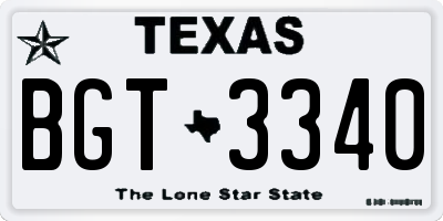 TX license plate BGT3340