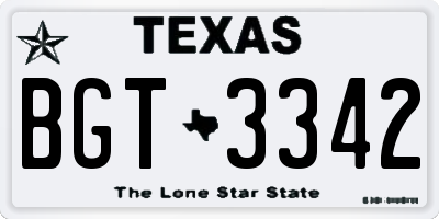 TX license plate BGT3342