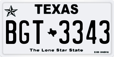 TX license plate BGT3343