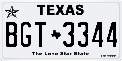 TX license plate BGT3344