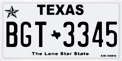 TX license plate BGT3345