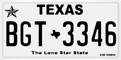 TX license plate BGT3346