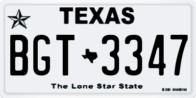 TX license plate BGT3347