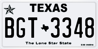 TX license plate BGT3348