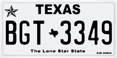 TX license plate BGT3349