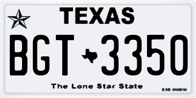 TX license plate BGT3350