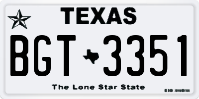 TX license plate BGT3351