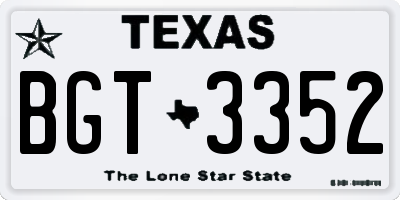TX license plate BGT3352
