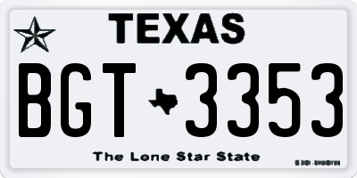 TX license plate BGT3353