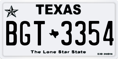 TX license plate BGT3354