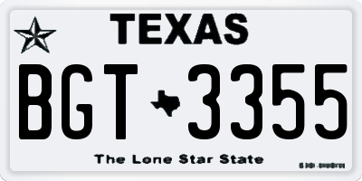 TX license plate BGT3355