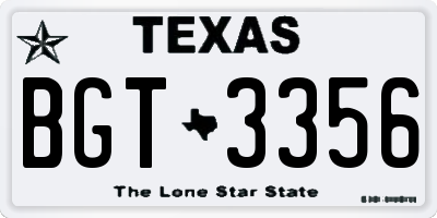 TX license plate BGT3356