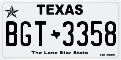 TX license plate BGT3358