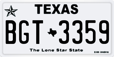 TX license plate BGT3359