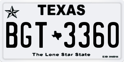 TX license plate BGT3360