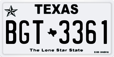 TX license plate BGT3361