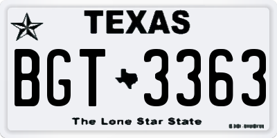 TX license plate BGT3363