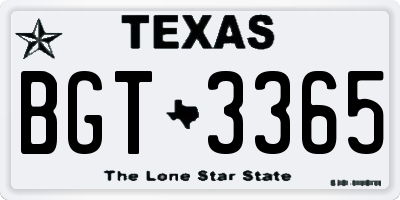 TX license plate BGT3365